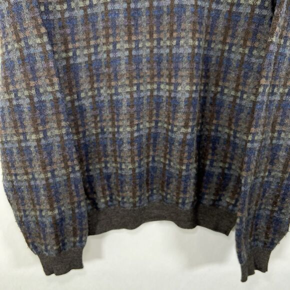 Lenor Romano 100% Merino Wool Crewneck Sweater Mens Size Medium Geometric Knit - Picture 10 of 10